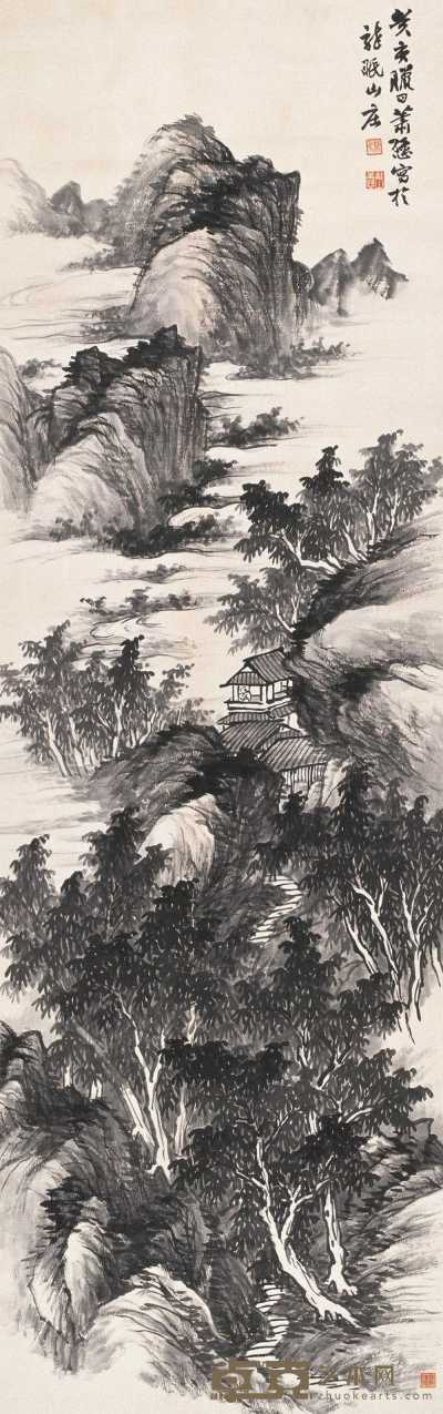 萧愻 癸亥（1923）年作 幽居图 镜片 139×43cm